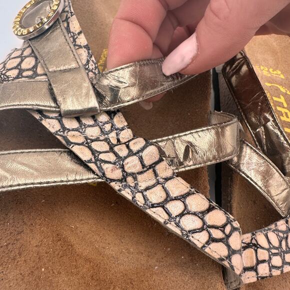 Tatami Birkenstock Metallic Snake Print Jewel Sandals 37 / 240 Size 6 - Picture 6 of 13
